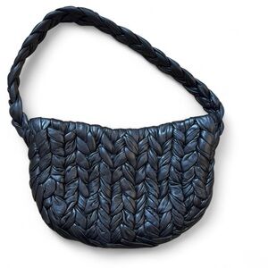 Massimo Dutti Black Woven Leather Bag